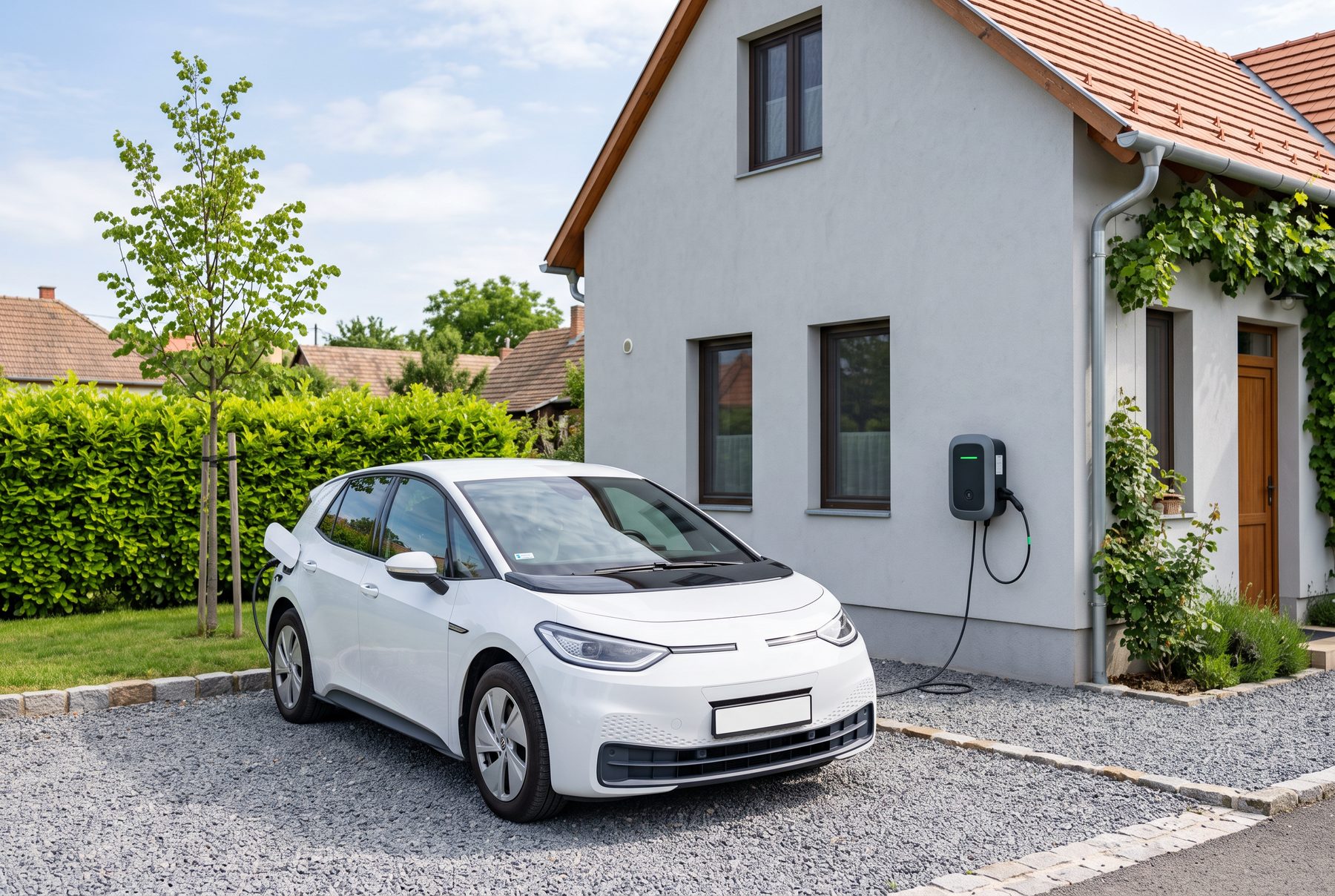 Elektromos autó töltése a vendégháznál